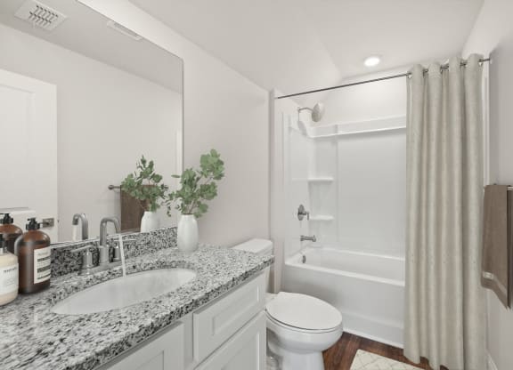 a bathroom with a sink and a toilet and a shower