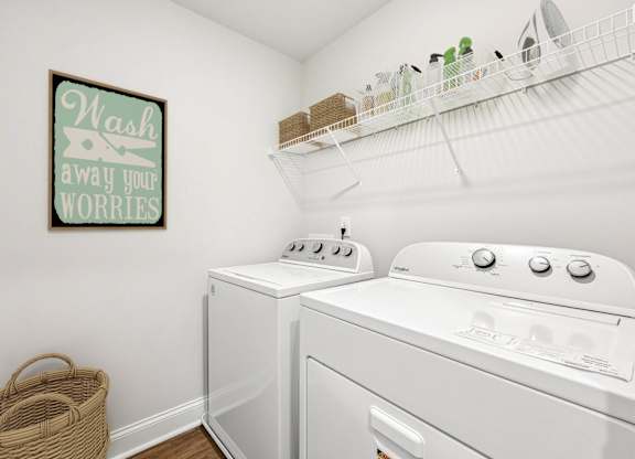 Full size washer and dryer in every home.