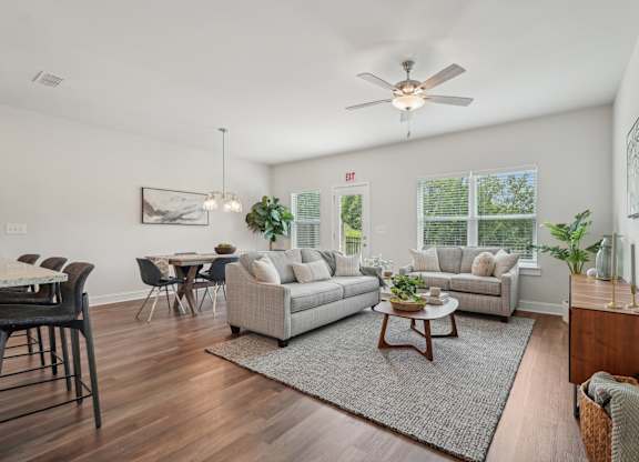 A refined living area offering a graceful view of the home’s entryway.