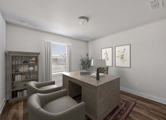 A sophisticated home office designed for productivity and focus.