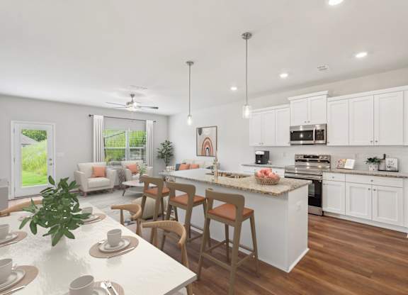 A refined living area offering a graceful view of the home’s living and dining space