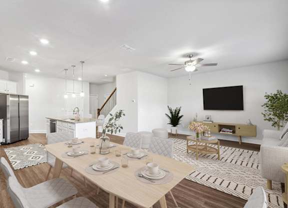 A refined living area offering a graceful view of the home’s living and dining space