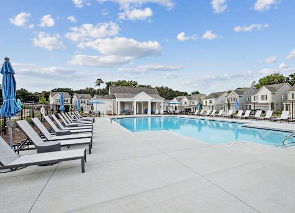 our apartments have a resort style pool with lounge chairs