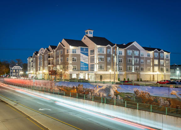 night view of Station Square from Mansfield station