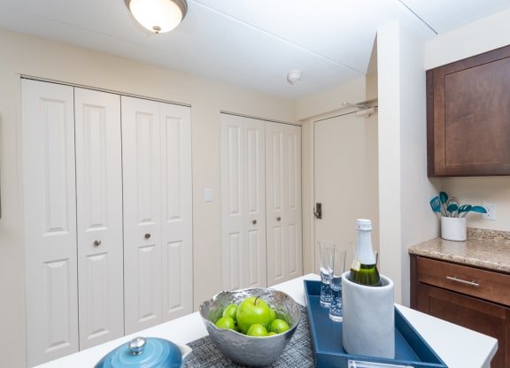 Faxon commons kitchen with extensive storage space