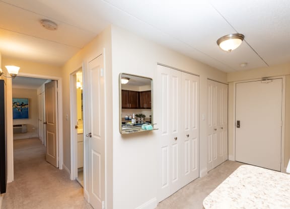 faxon commons main halway with extensive storage space
