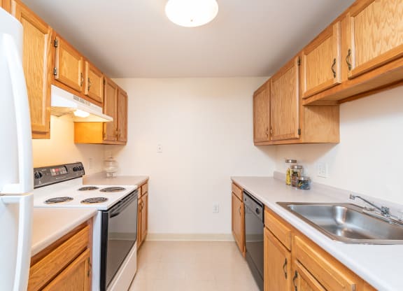 Two bedroom kitchen with oven dishwasher and range