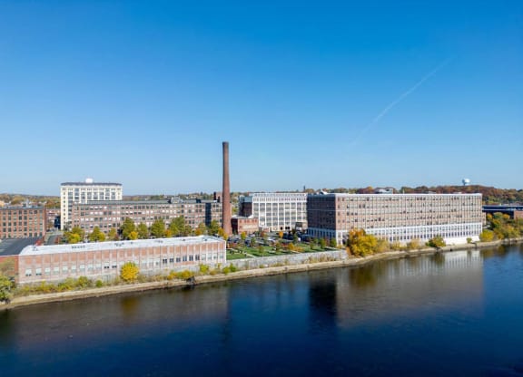 Aerial view of Washington Mill 240 from the river