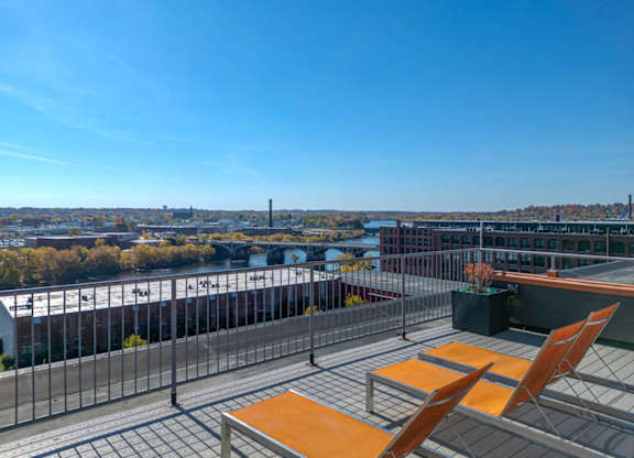 Building 270 roof deck at Washington Mill 240 and views of the river