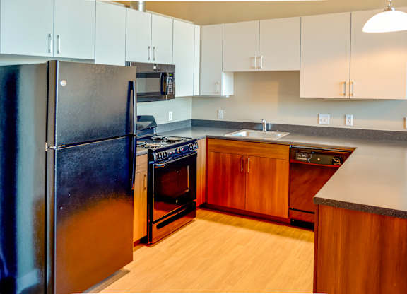 Kitchen at Mass Mills Apartments Lowell