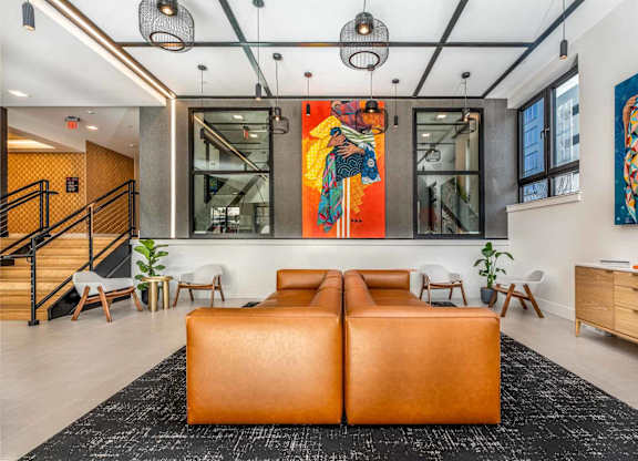 The lobby of DUO with paintings Sylvia