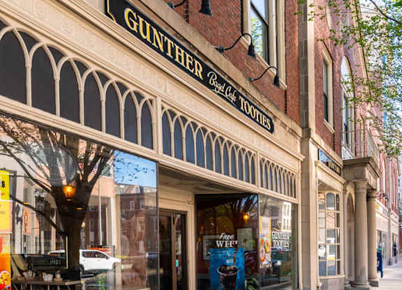 A storefront with a sign that says