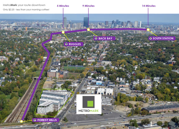 MetroMark Commuter Rail Map for Apartments in Jamaica Plain