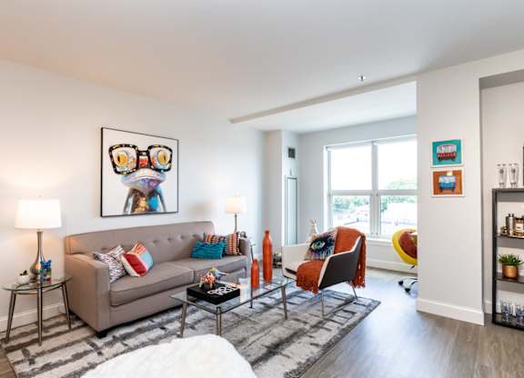 Spacious open-concept layouts in sun-filled apartments at Munroe Place in Quincy, MA