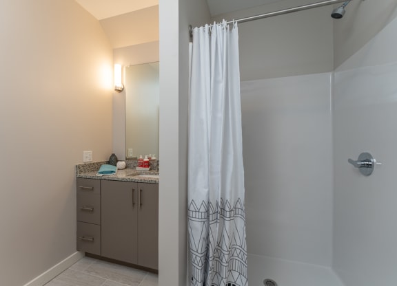 redbrook model apartment and shower