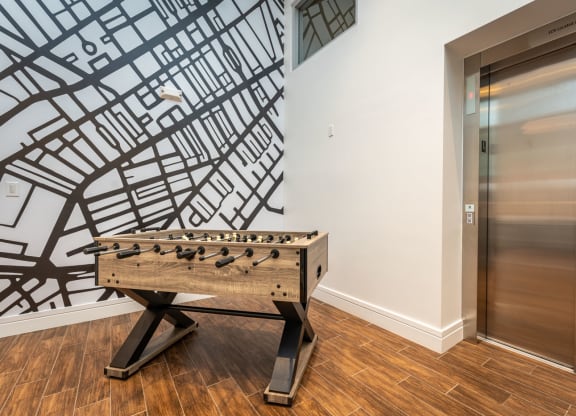 lounge with foosball at Union 346, Massachusetts, 02143