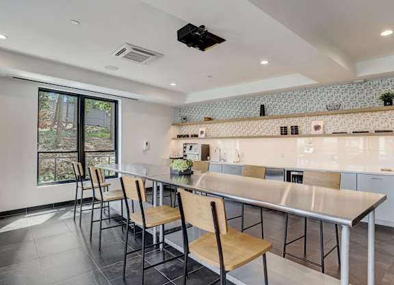 The clubhouse community room at 3200 washington with kitchenette