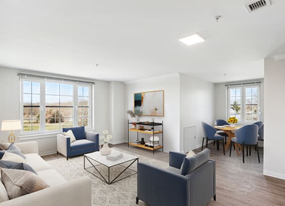 Apartment Living Room at Shoreline Grove Apartments in Branford, CT.
