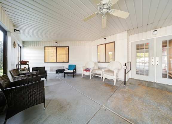 Patio at Home at Edinlake Apartments, Edinboro, PA
