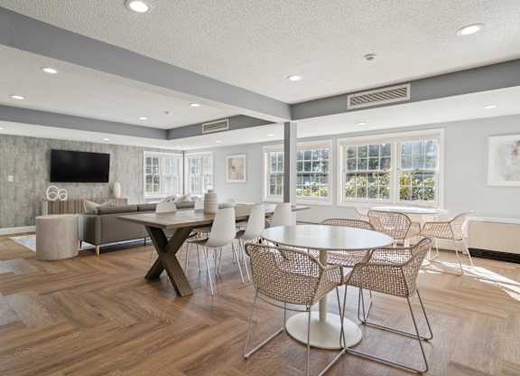Community Room For Resident Usage, Bedroom Layout With Closets And Bathroom, Mariners Hill, Marshfield, MA.