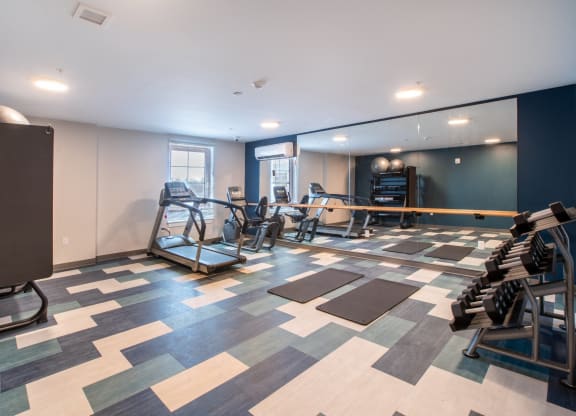 Fitness Center with Weights and Cardio at Shoreline Grove Apartments in Branford CT.