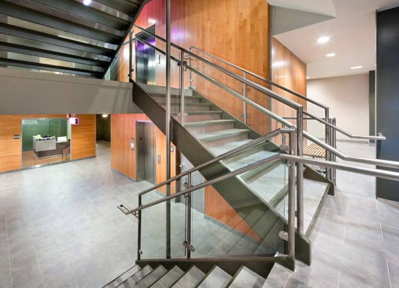Renovated Staircase For Resident Usage Wilber School Apartments.