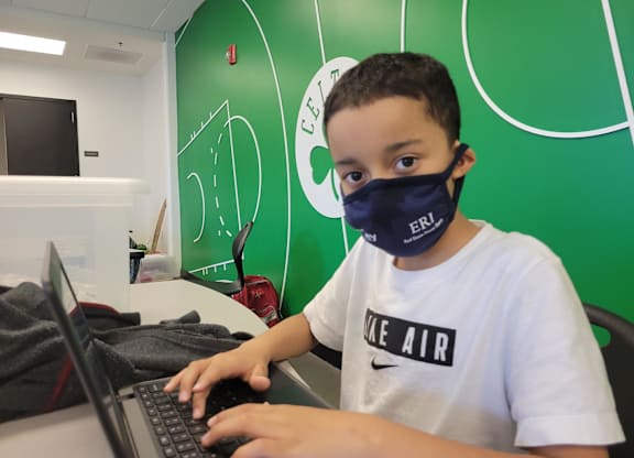 Child On Computer At Tierney Learning Center.