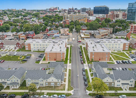 Aerial view of a Niagara Square Apartments at Niagara Square, Buffalo, 14201