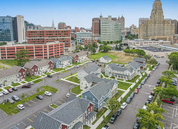 Drone View at Niagara Square, Buffalo, 14201