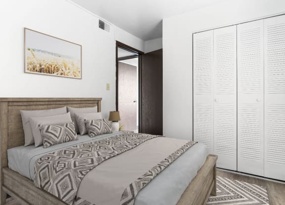 Bedroom With Art On Wall, at Belvedere Acres Apartments, Washington, 15301
