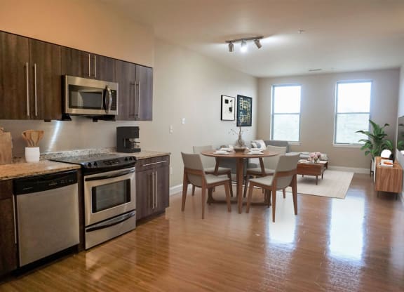 Fully Applianced Kitchen with Open Floor Plan Into Dining Room Wilkins Glen.