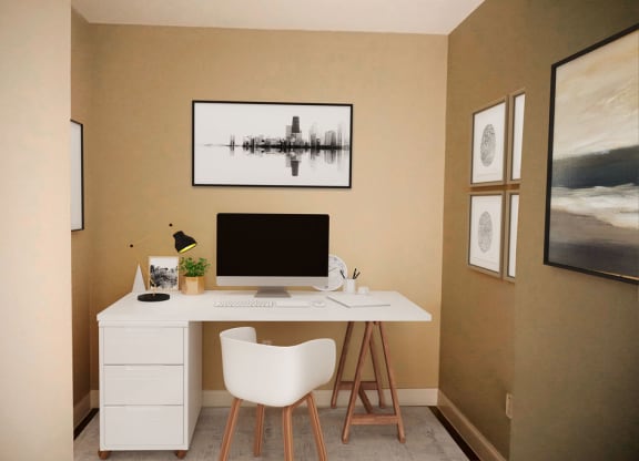 Office Space with Monitor And Desk Wilber School Apartments.