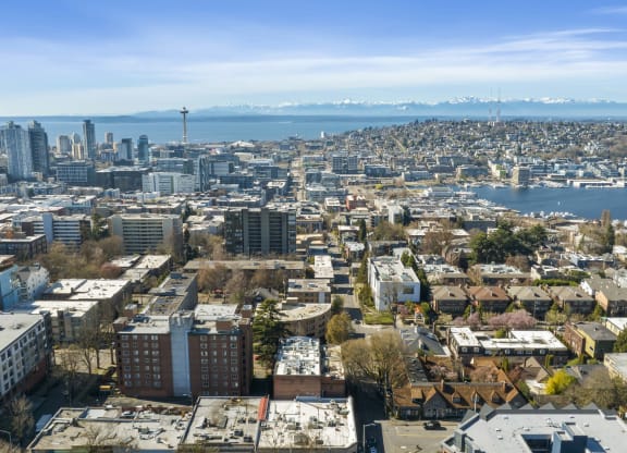 a view of the city from above
