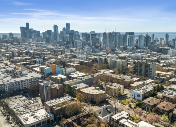a view of the city from the top of a skyscraper