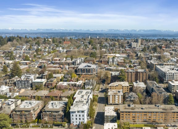 a view of the city from above