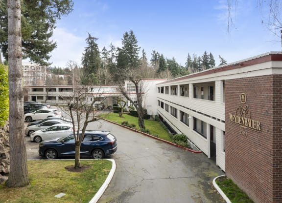 the parking lot outside building