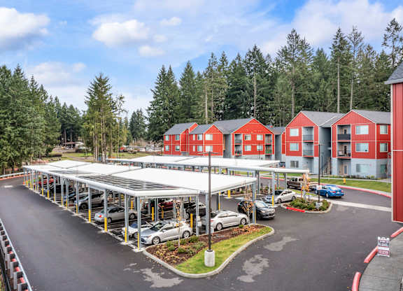 an aerial view Carports and Serenity Apartments