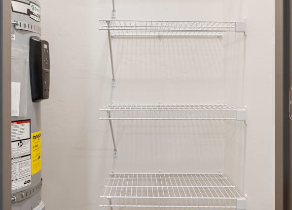 Storage closet with shelving