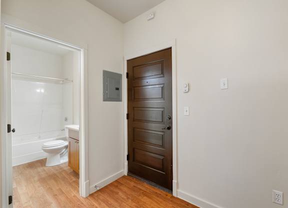 View of front entry to studio apartment at Milwaukee in Seattle