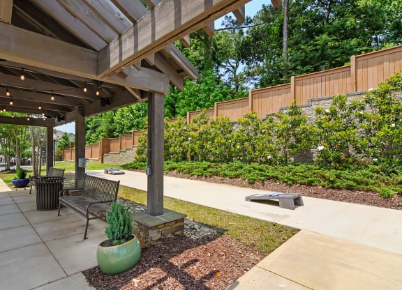 Outdoor living pavilion at Faulkner Flats Apartment Homes, Oxford, MS, Mississippi