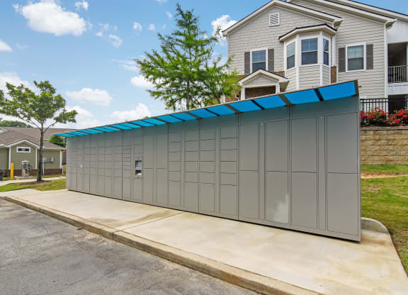 Package lockers at Faulkner Flats Apartment Homes, Oxford, MS, Mississippi