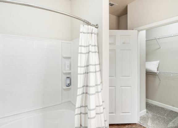 Bathroom With Storage at Faulkner Flats Apartment Homes, Oxford