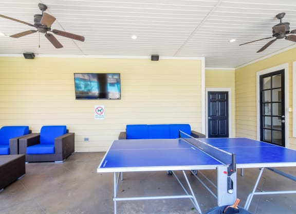 Ping pong table in Game Room at Wellington Grande Apartment Homes, Longview, TX, Texas
