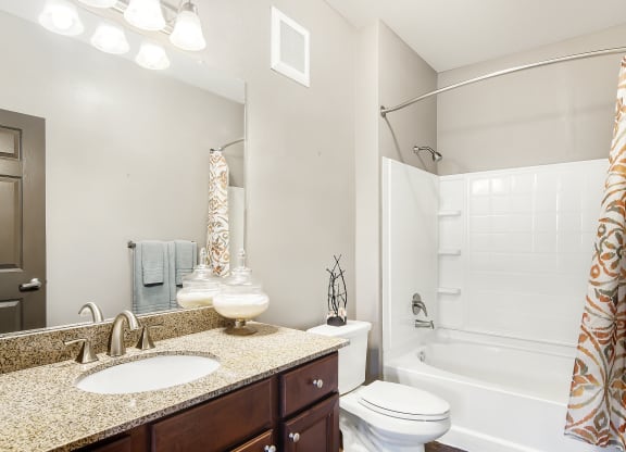 Bathroom With Bathtub at Wellington Grande Apartment Homes, Longview, TX