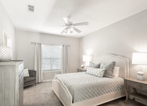 Well Decorated Bedroom With Plenty Of Natural Lights at Lagniappe of Biloxi Apartment Homes, Biloxi, MS, 39532