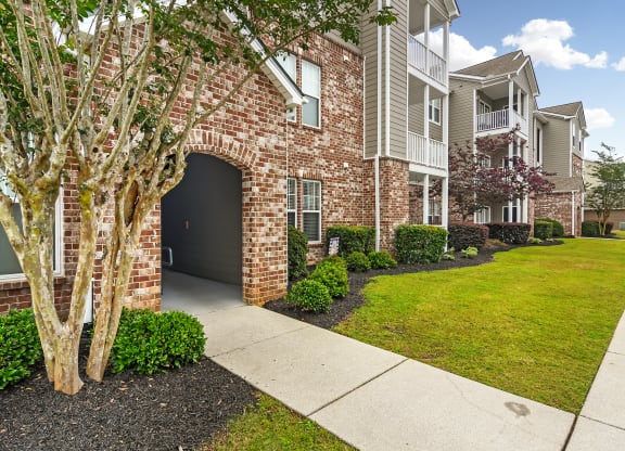 our apartments offer a walkway to the entrance of our building at Charleston Apartment Homes, Alabama 36695