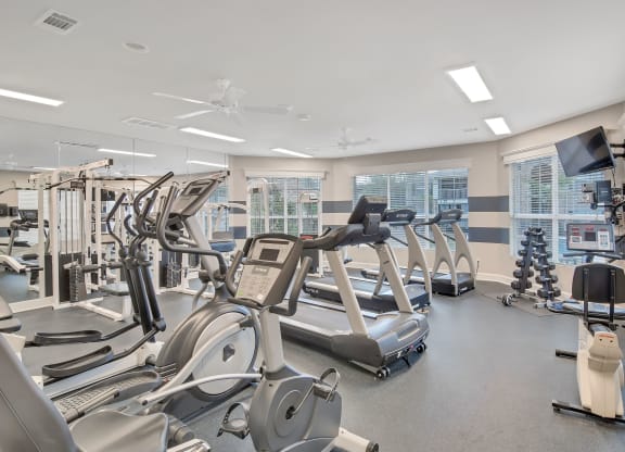 the gym at the preserve apartments at Ashford Place Apartment Homes, Flowood, Mississippi