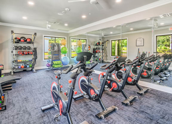 the gym at the apartments at The Vineyard of Olive Branch Apartment Homes, Olive Branch, MS, 38654