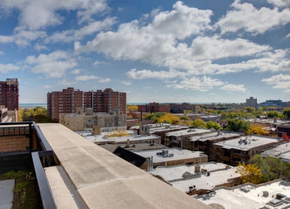 Rooftop view, at Somerset Place Apartments, Chicago, IL 60640