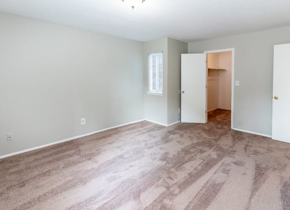 Large bedroom with walk in closet at Crestview at Louisville Apartments, Louisville, Kentucky